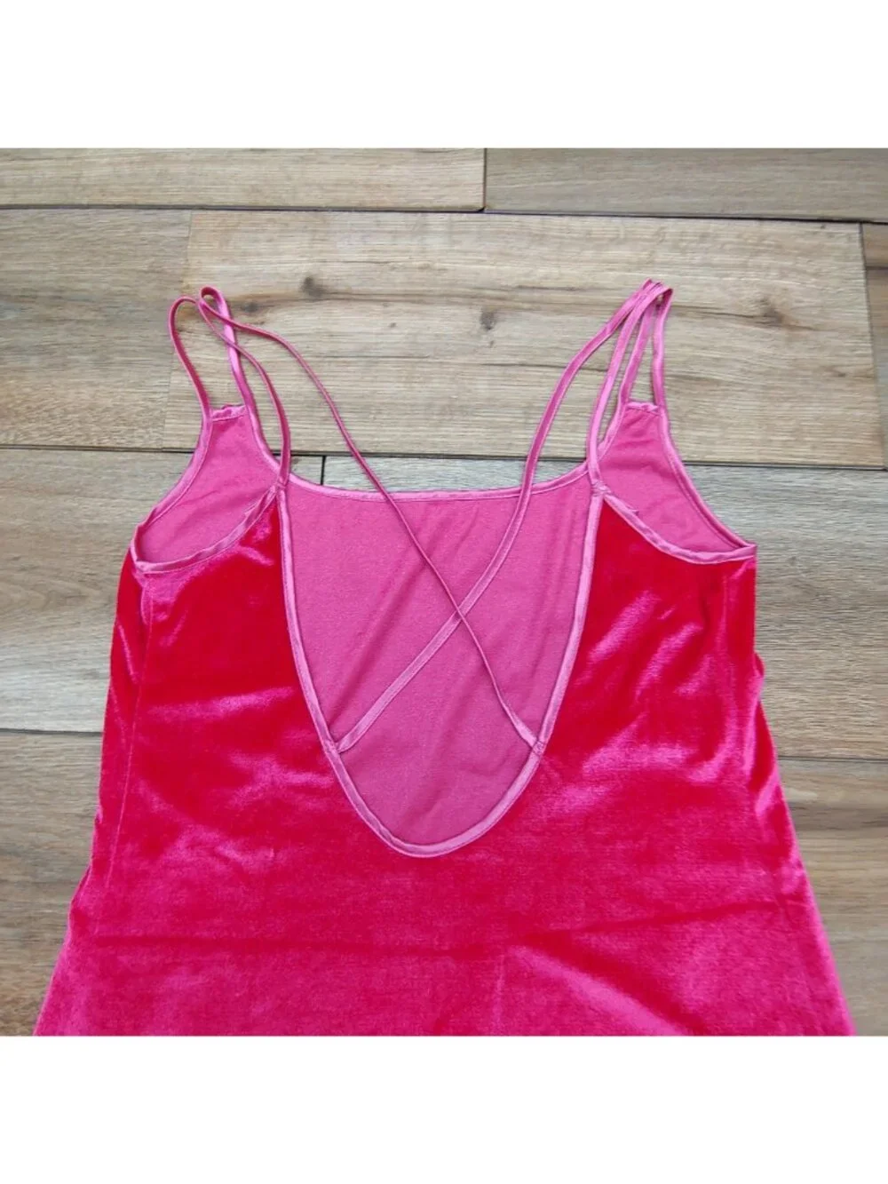 California Dynasty  Vintage Pink Velvet Slip Dress Chemise Women's Medium Mob Wi